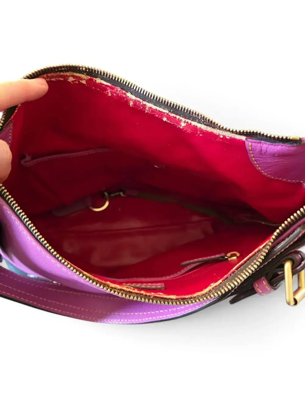 Dooney & Bourke Sophie Pebble Leather Hobo Bag Pink Black Colorblock Tassel